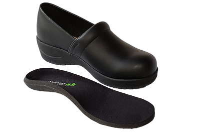 Wellness Faves Leather Work Black Shoes with insole pad