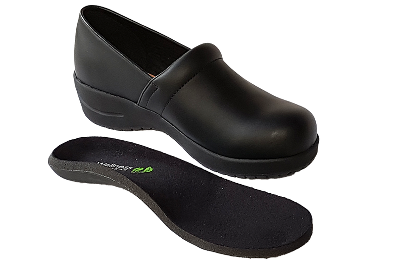 Wellness Faves Leather Work Black Shoes with insole pad