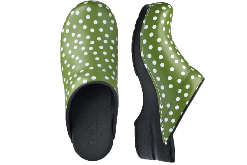 Sanita San Flex comfortable clogs - Fenja Green - top and side view
