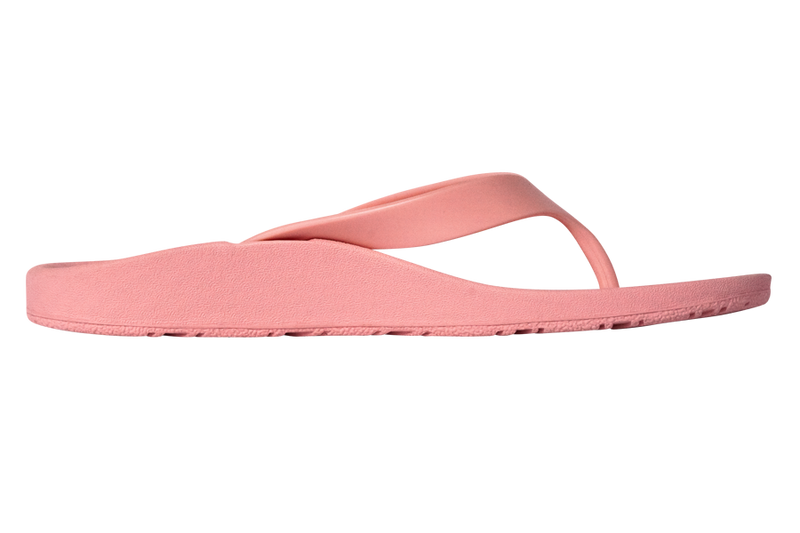 Archline Flip Flop thongs, pink, one thong horizontal side view