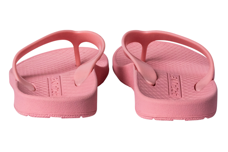 Archline Flip Flop thongs, pink, two thongs rear view