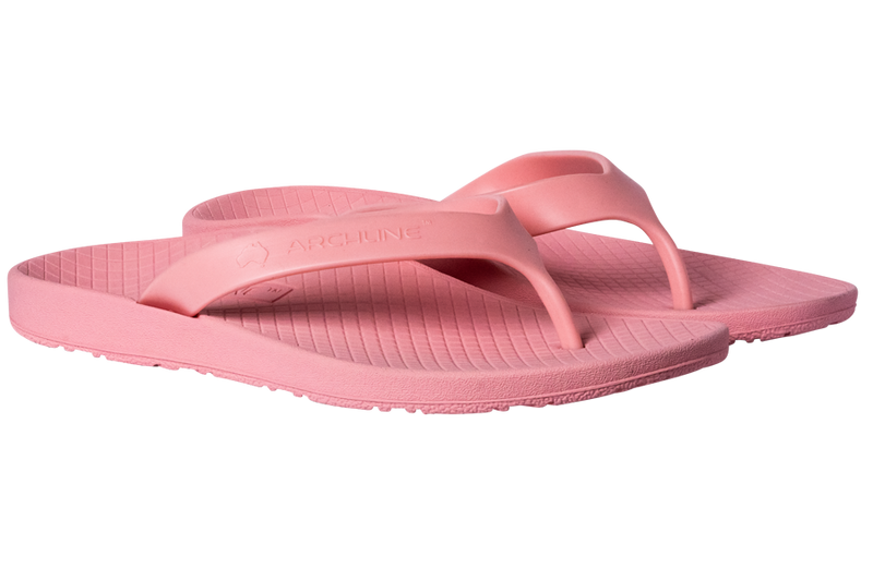 Archline Flip Flop thongs, pink, two thongs diagonal