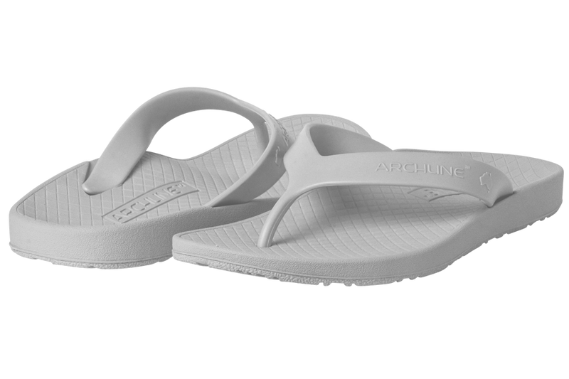 Archline Flip Flop thongs, white, two thongs diagonal side by side