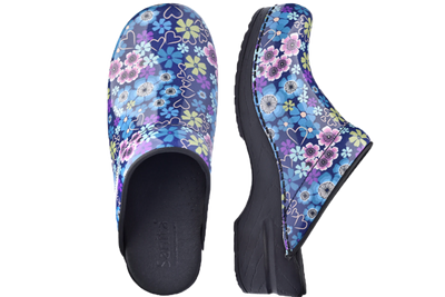Sanita Isalena Blue comfort clogs - above and side vertical  view
