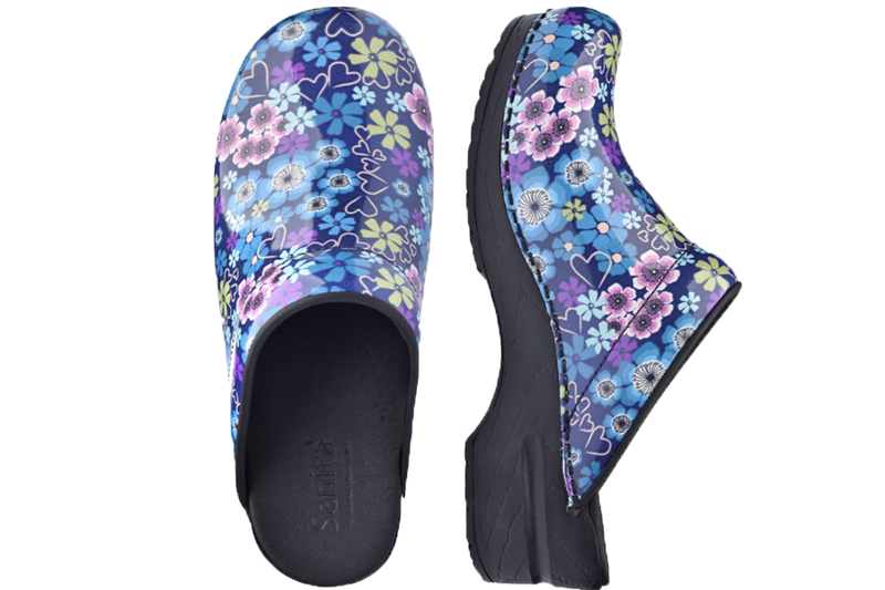 Sanita Isalena Blue comfort clogs - above and side vertical  view