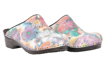 Sanita comfort clogs for nurses - colourful Koni two diagonal view