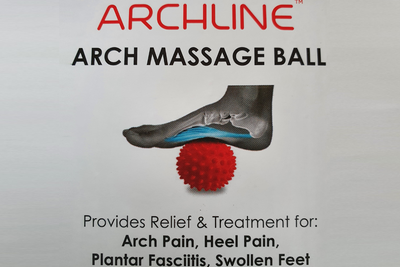 Arch massage ball purpose - to provide relief and treatment for arch pain, heell pain, plantar fasciitis, swollen feet and blood circulation
