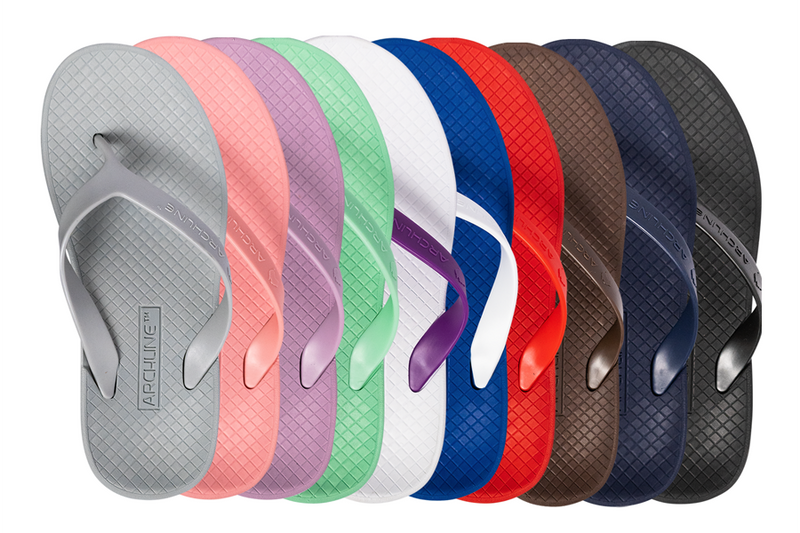 Archline Flip Flop thongs, all the colours lined up