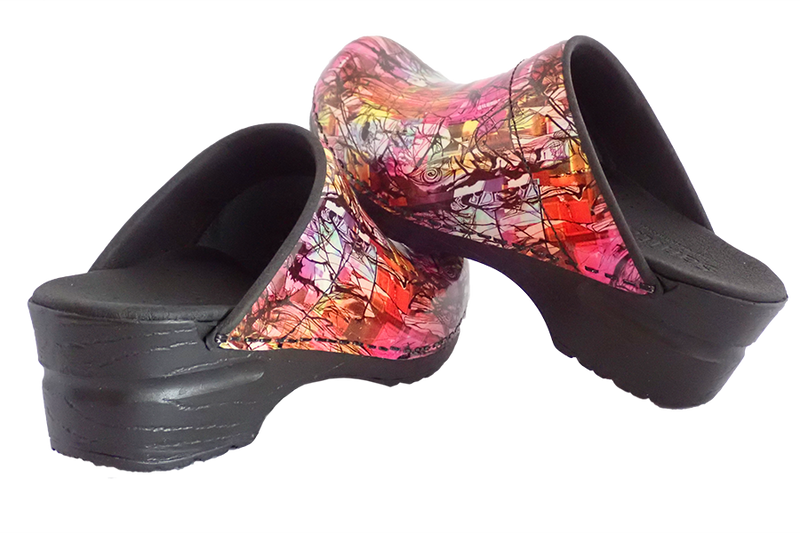 Sanita Sketch San Flex support nursing clogs - diagonal with heel view