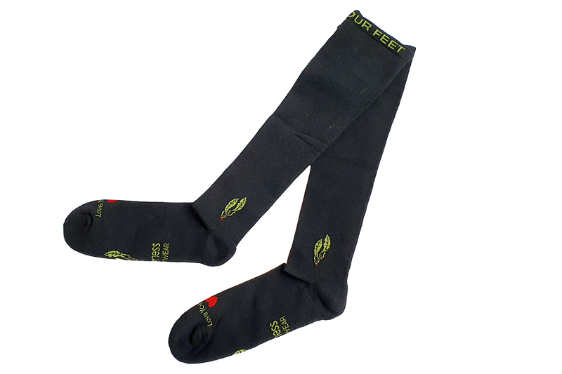 Charcoal bamboo compression socks on trans background