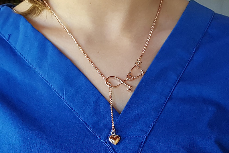 Stethescope Necklace in pretty rose gold | best nurse student gift