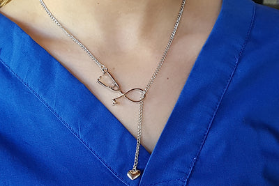 Stethescope Necklace in pretty silver | best nurse student gift