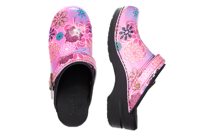 Sanita San Flex comfort Clog Mena Fuchsia side and above view