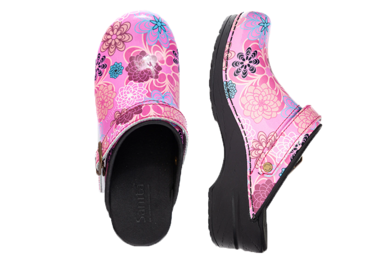 Sanita San Flex comfort Clog Mena Fuchsia side and above view