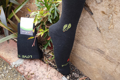 Charcoal bamboo compression socks - close up toe area