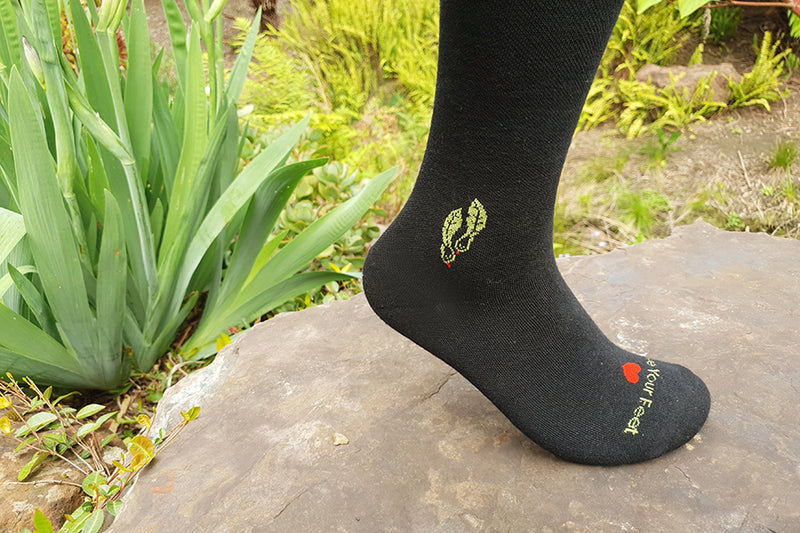 Charcoal bamboo compression socks- side view